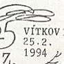 Otisk příležitostného razítka z pošty Vítkov 1 připraveného na památku Jana Zajíce, datováno 25. únorem 1994. (Foto: Repro ze sbírek Poštovního muzea)